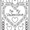 Be my Valentine card coloring page