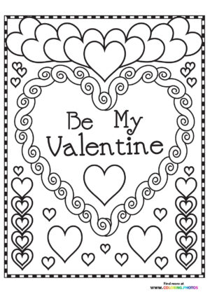 Be my Valentine card coloring page