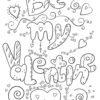 Be my Valentine doodle coloring page