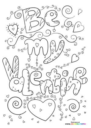 Be my Valentine doodle coloring page