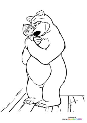Bear hugging Masha coloring page