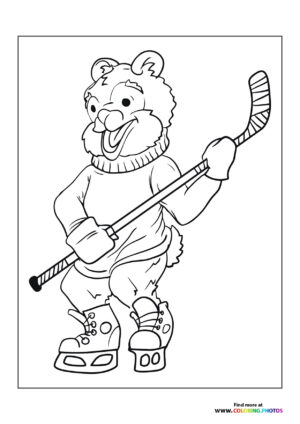 Bear playing hockey