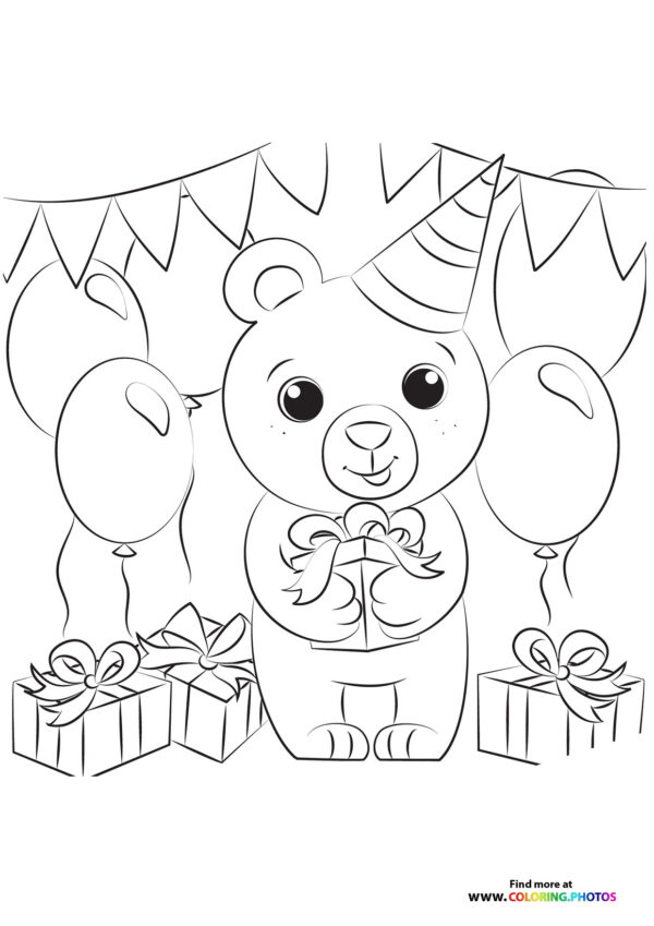 Birthday Bear coloring page