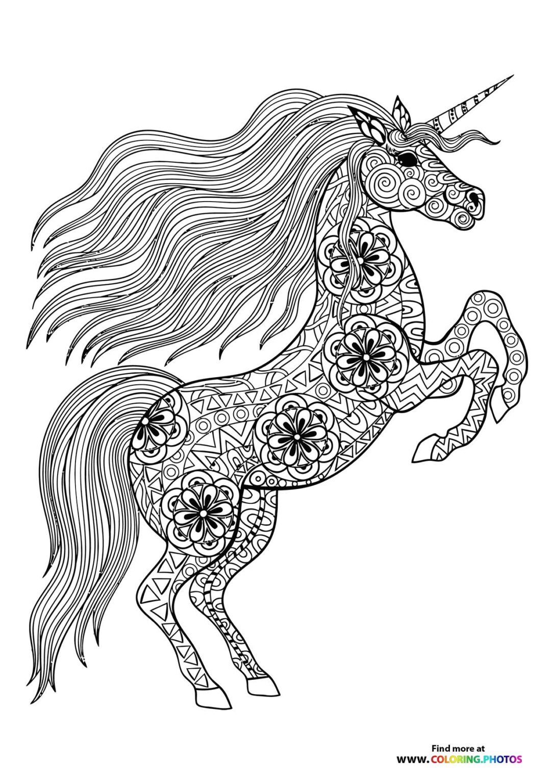 Beautiful unicorn adult - Coloring Pages for kids