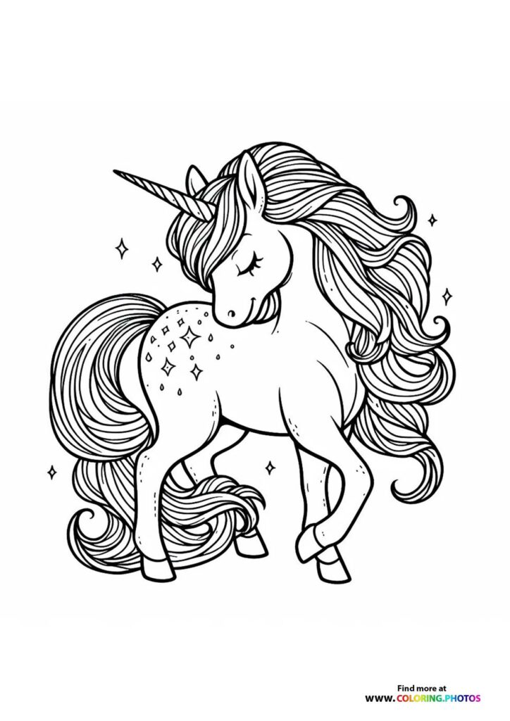 Beautiful unicorn posing - Coloring Pages for kids
