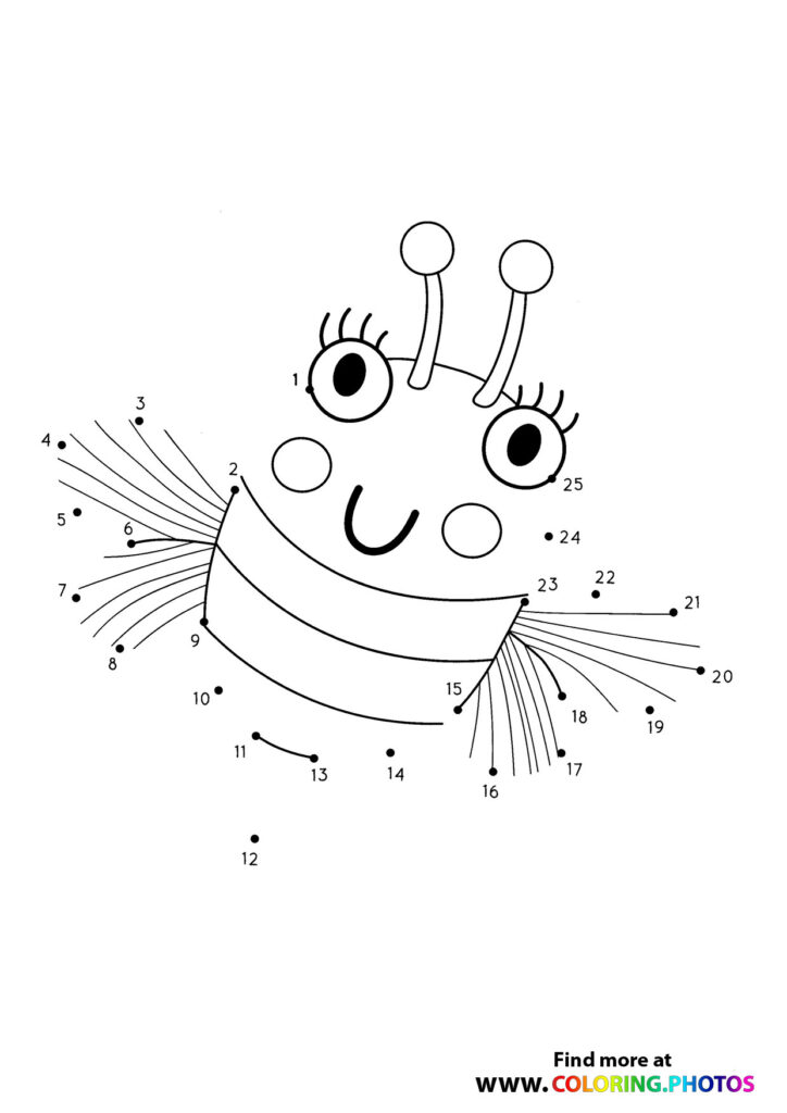 Silly monster with stalked eyes and spiky hair dot to dot coloring page, 1-25 dots