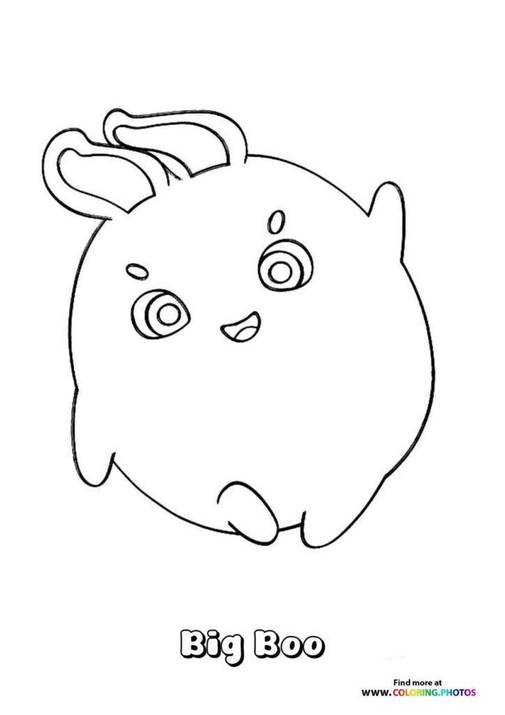 Big Boo the bunny with floppy ears and happy smile from Sunny Bunnies coloring page
