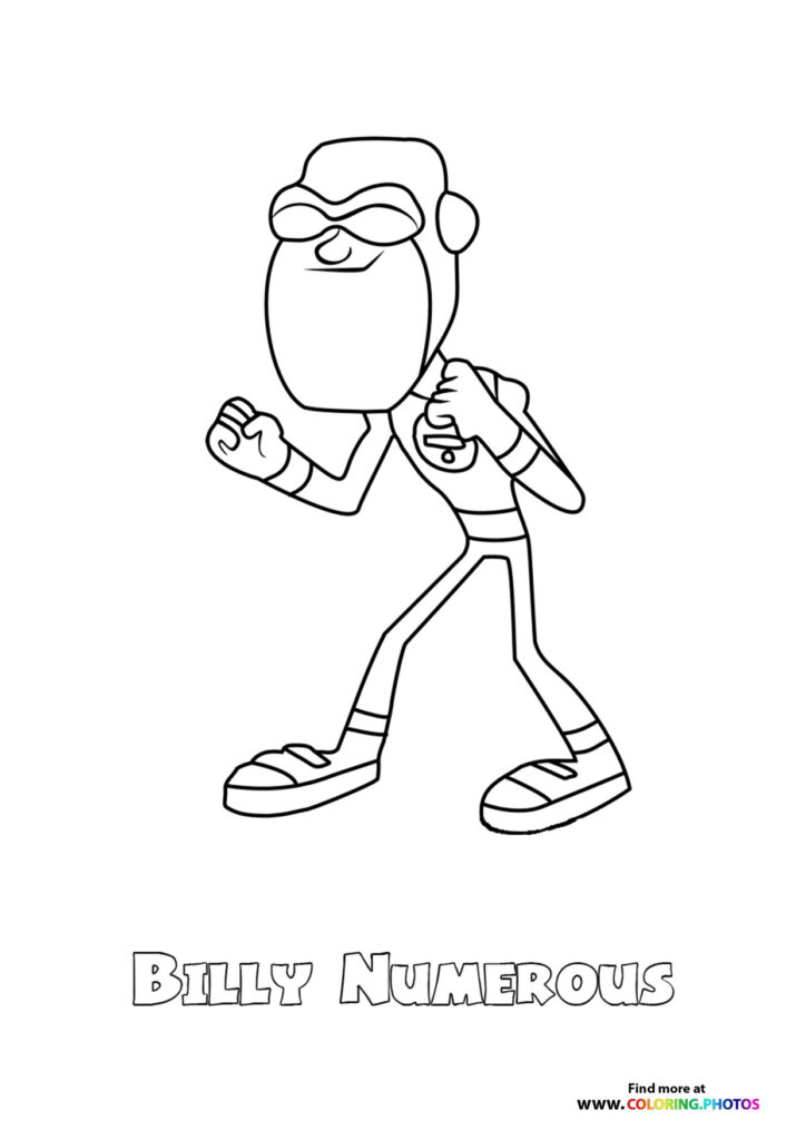 Billy Numerous with sunglasses and beard striking a confident pose coloring page from Teen Titans Go
