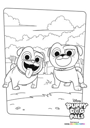 Bingo and Rolly coloring page