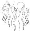 Birthday ballons and fireworks coloring page