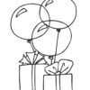 Birthday presents with balloons coloring page