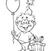 Birthday boy with ballons coloring page