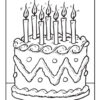 Birthday cake with candles coloring page