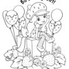 Birthday girl on a present coloring page