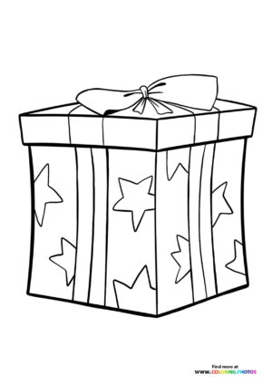 Birthday present with stars coloring page