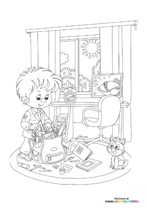 Boy preparing for school