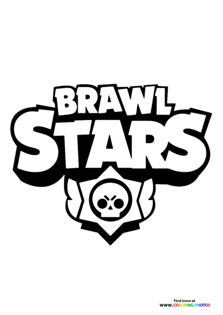 Brawl Stars logo with skull emblem and shield design coloring page