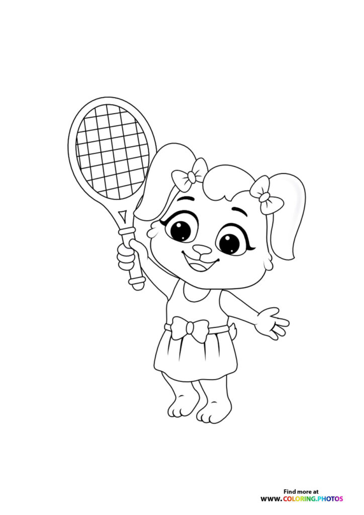 Cute Puppy Tennis Player