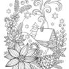 Winter theme cabin coloring page