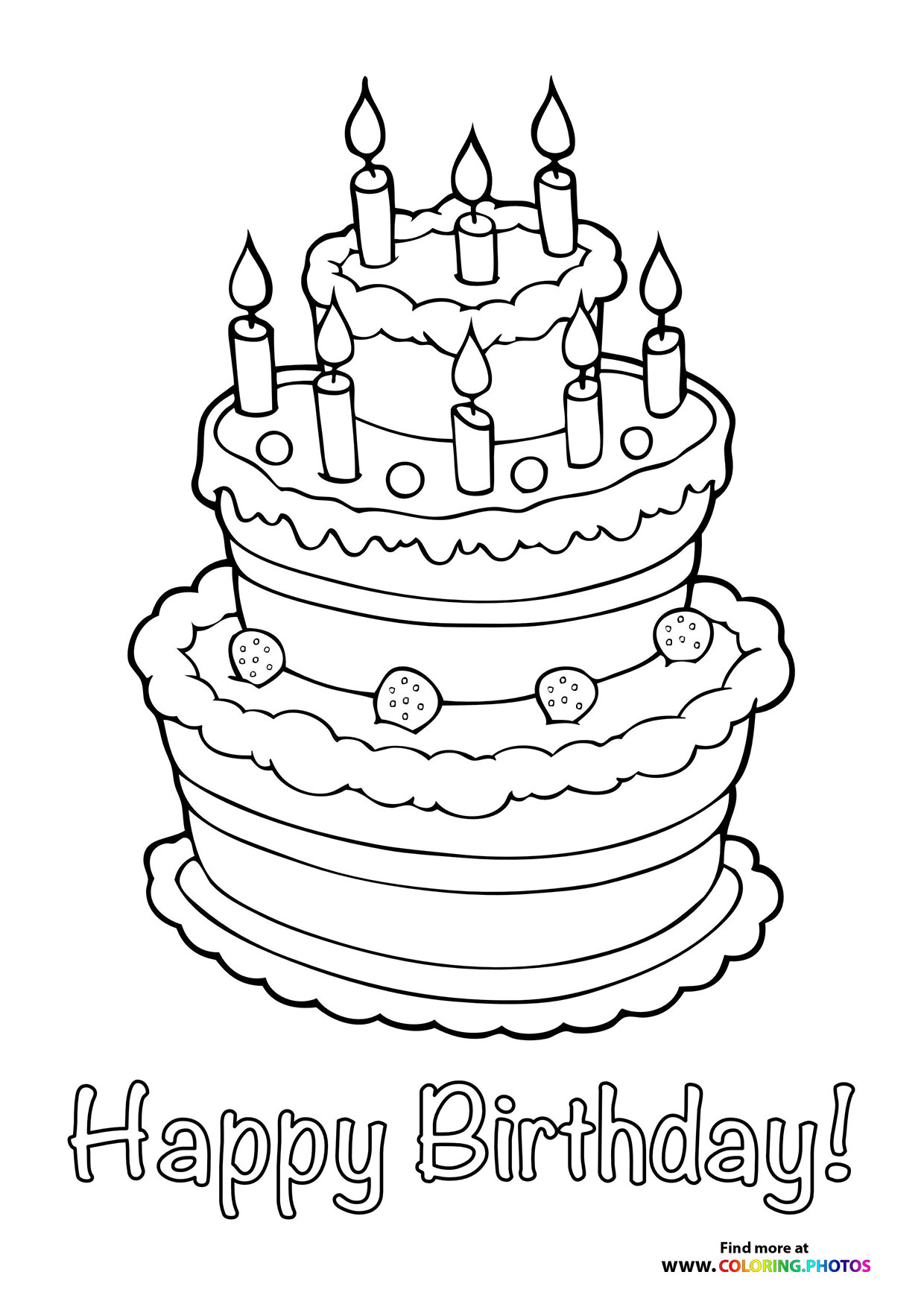 Happy birthday cake - Coloring Pages for kids