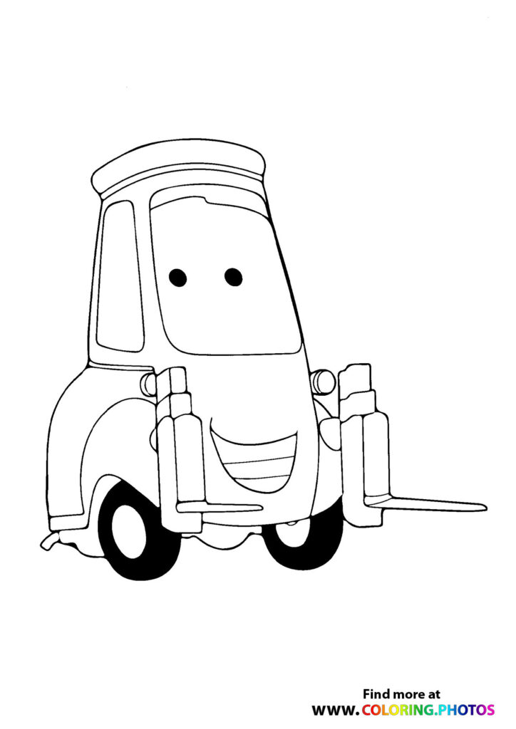 Mater the tow truck with big smile and tow hooks coloring page from Cars