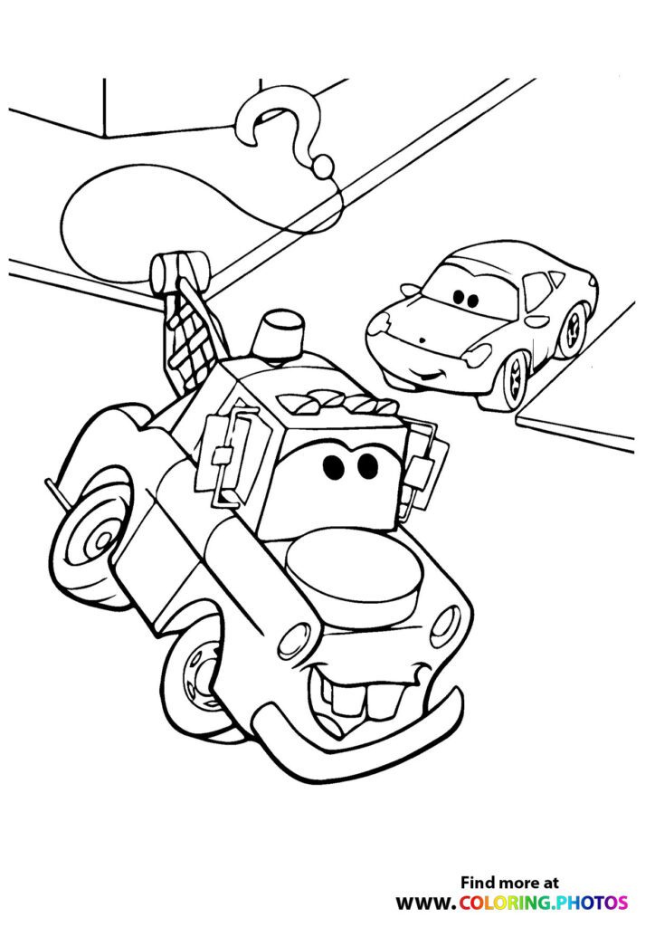 Mater riding on the streets - Coloring Pages for kids