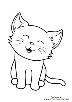 Cat smiling coloring page