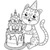 Birthday Cat coloring page