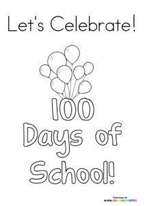 100th Day of School - Coloring Pages for kids | Free print or download