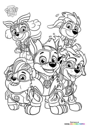 Paw Patrol characters coloring page