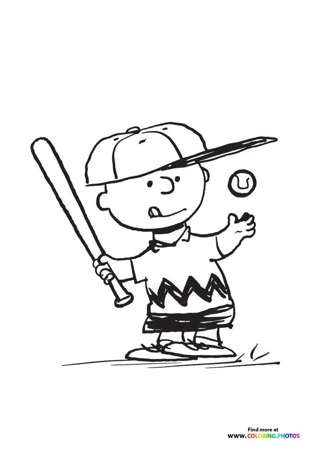 Charlie Brown playing baseball Coloring Pages for kids