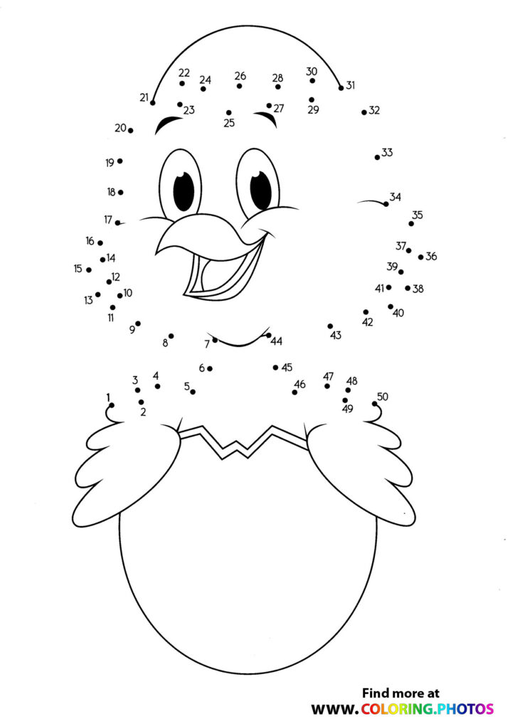 Chicken dot the dots - Coloring Pages for kids