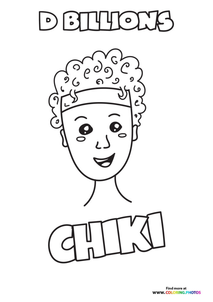 Chiki from D Billions with curly afro and headband smiling coloring page