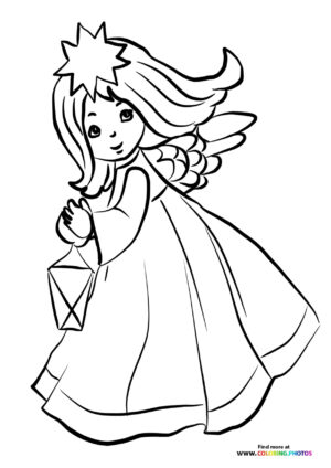 Christmas angel with lantern coloring page