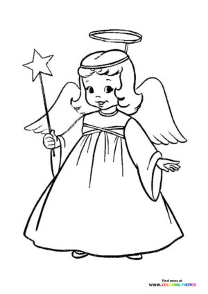 Christmas angel with a wand coloring page