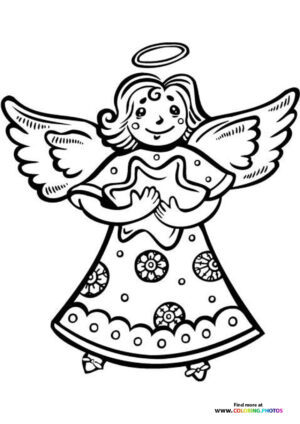 Christmas angel with a star coloring page