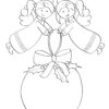 Christmas angels holding ornaments coloring page