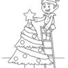 Christmas elf decorating coloring page