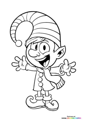 Cute Christmas elf coloring page