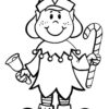 Christmas elf with a bell coloring page
