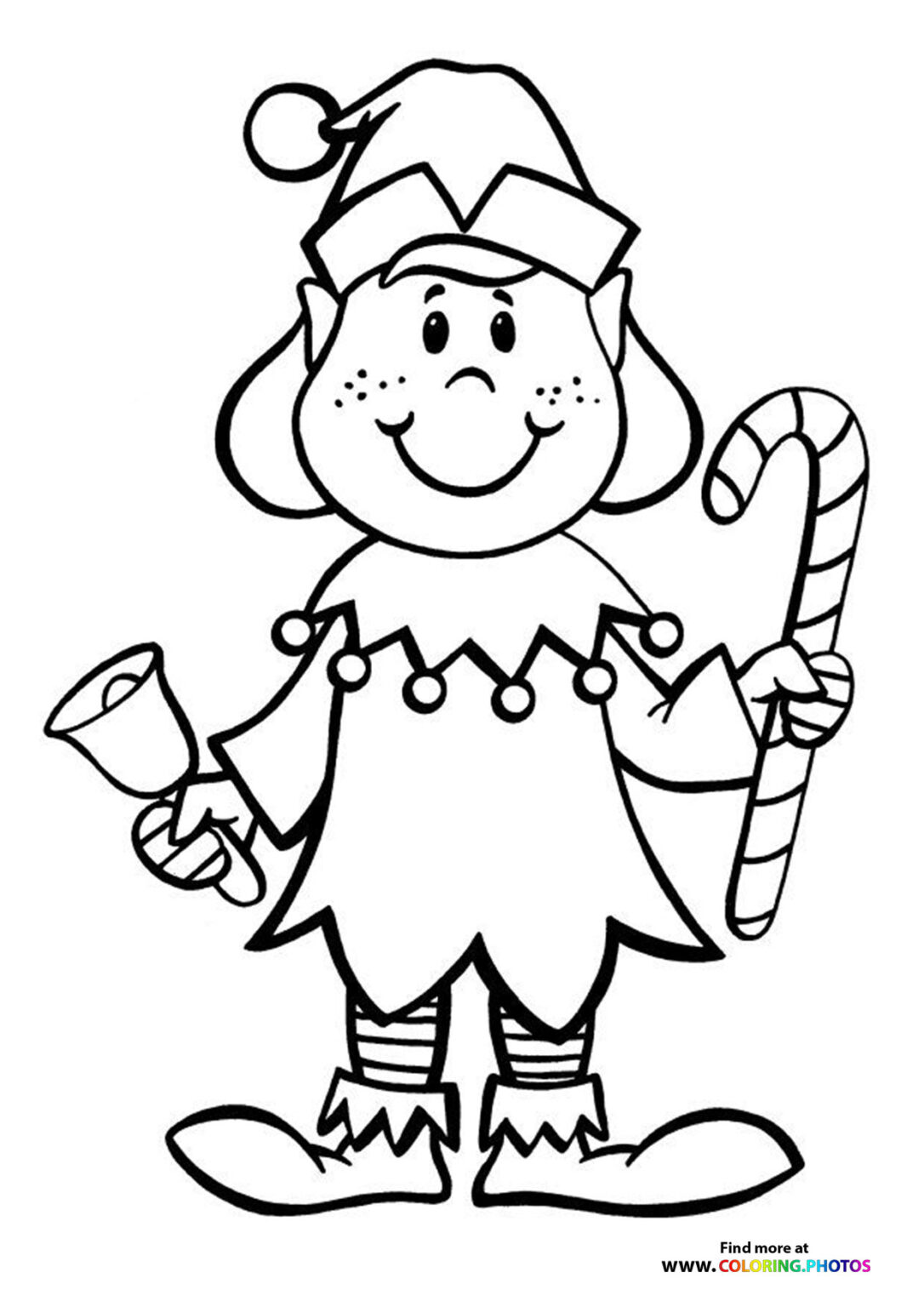 Christmas elves Coloring Pages - Christmas Elf With A Bell Coloring Page 1086x1536 