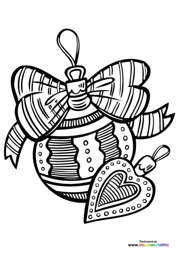 Christmas hart ornament coloring page