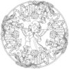 Christmas mandala with an Angel coloring page