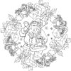 Christmas mandala with Santa Clause coloring page