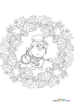 Christmas mandala with a Snowman coloring page