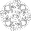 Christmas mandala with a Teddy Bear coloring page