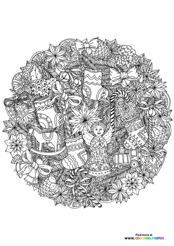 Christmas mandala coloring page