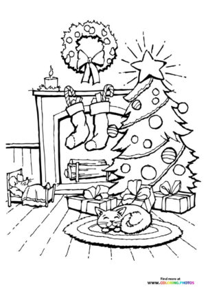Christmas Day Home decorations coloring page