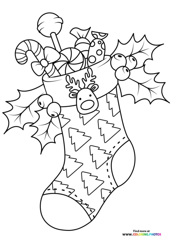 Christmas stocking coloring page