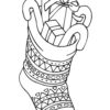 Christmas stocking with presents coloring page